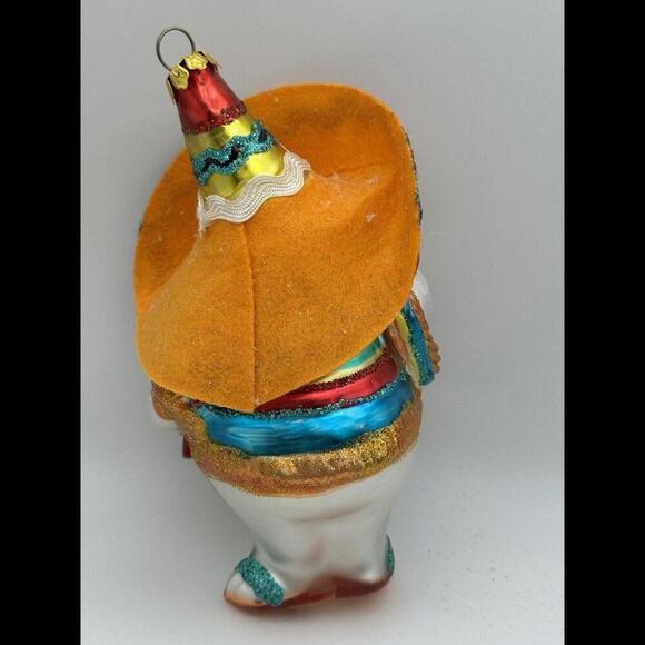 Snowman Hombre with Maracas Glass Ornament - Picture 4 of 4